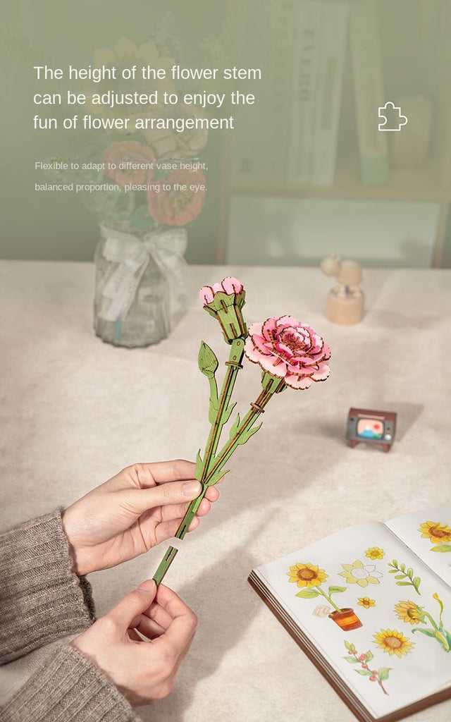 Flower Bouquet DIY 3D Wooden Puzzle Floral Craft Kit Creative Home Decor Gift