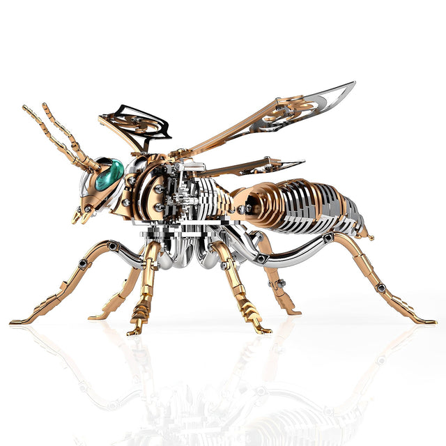 3D Wasp Stainless Steel Insects Puzzle Model Kit DIY Mechanical Animal Toys Gift(RoseGold)