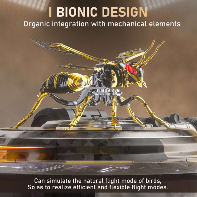 3D Wasp Stainless Steel Insects Puzzle Model Kit DIY Mechanical Animal Toys Gift(BlackGold)