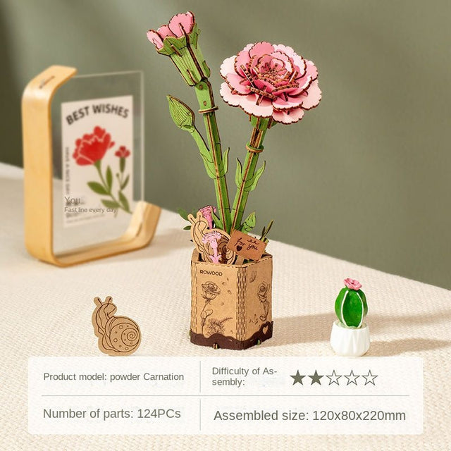 Flower Bouquet DIY 3D Wooden Puzzle Floral Craft Kit Creative Home Decor Gift