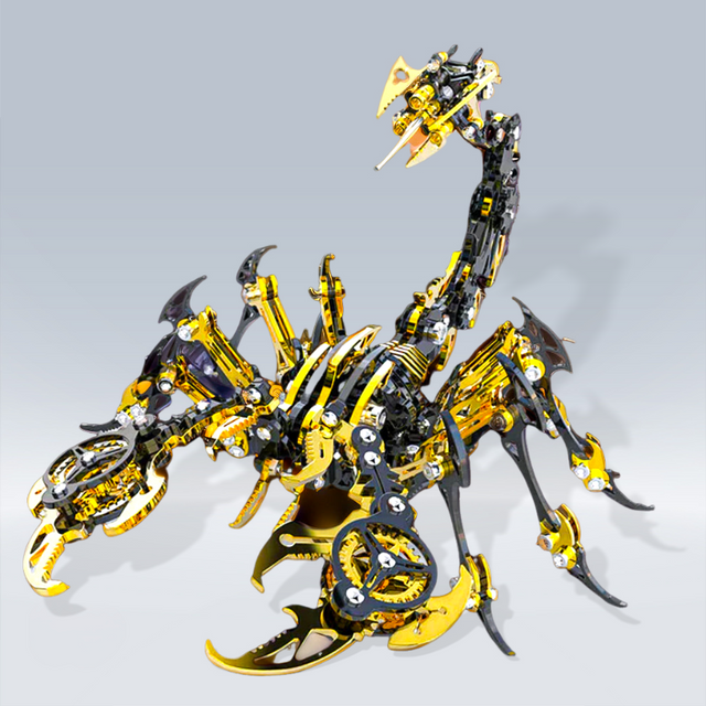 3D Metal Black Gold  Scorpion King Assembly Educational Puzzle DIY Toy