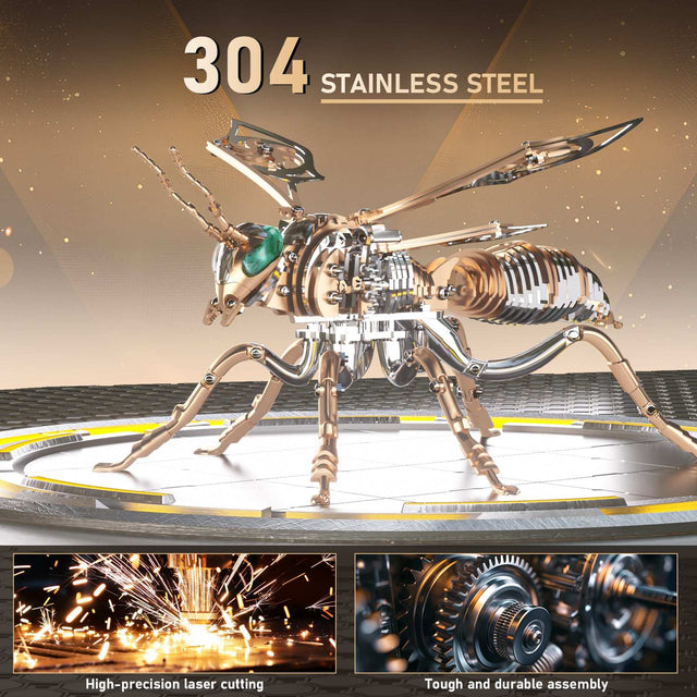 3D Wasp Stainless Steel Insects Puzzle Model Kit DIY Mechanical Animal Toys Gift（RoseGold）