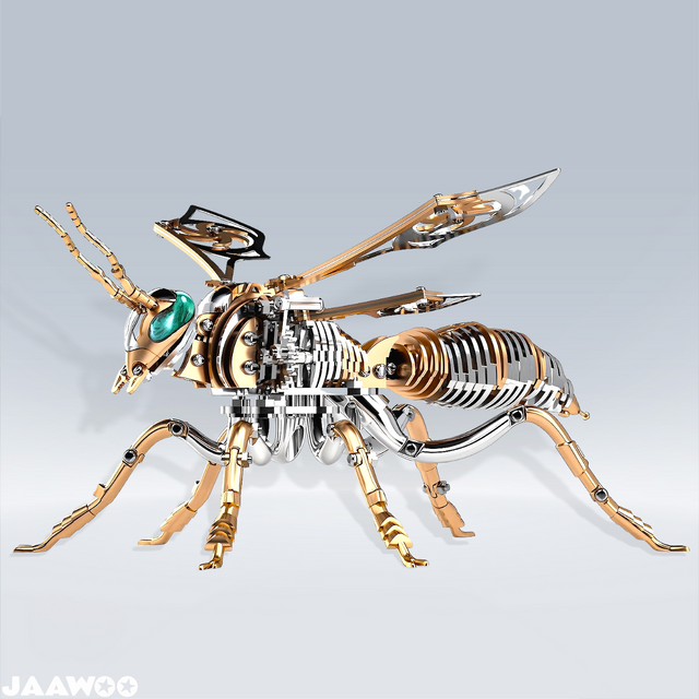 3D Wasp Stainless Steel Insects Puzzle Model Kit DIY Mechanical Animal Toys Gift（RoseGold）