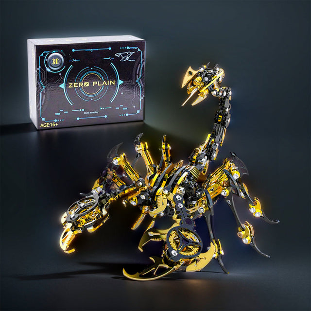 3D Metal Black Gold  Scorpion King Assembly Educational Puzzle DIY Toy