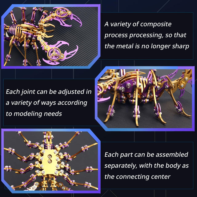 3D Metal Purple Gold  Scorpion King Assembly Educational Puzzle DIY Toy