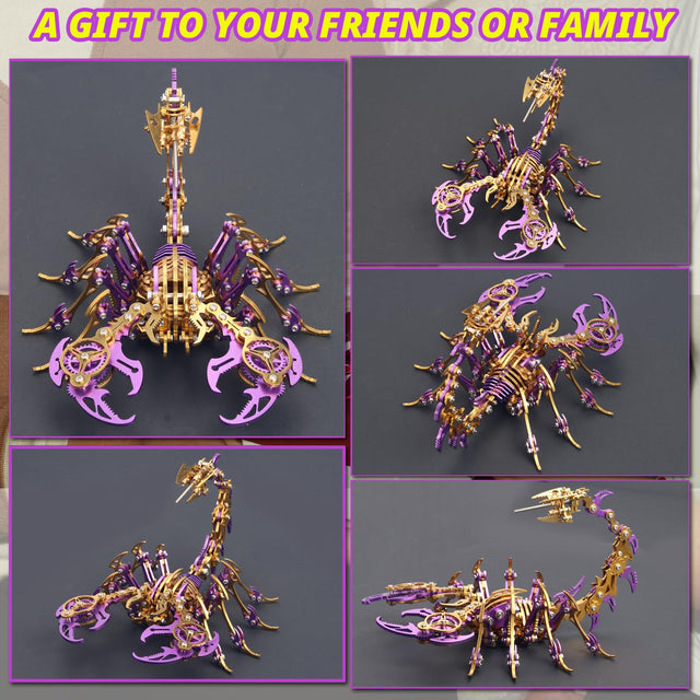 3D Metal Purple Gold  Scorpion King Assembly Educational Puzzle DIY Toy