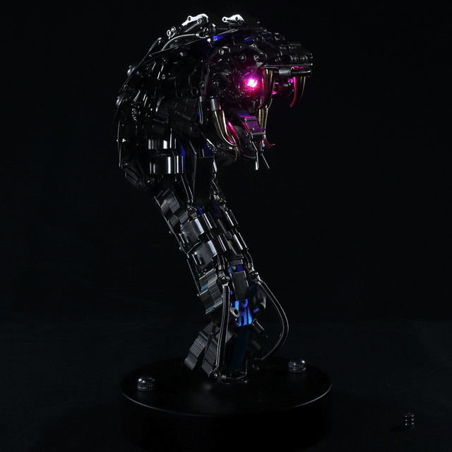 3D Steampunk King Cobra Metal Puzzle Model Kit With Base Snake Series