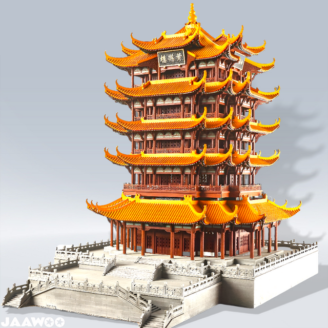 Huang He Lou  Wooden Building 3D Puzzles Mortise and Tenon DIY Model Kit