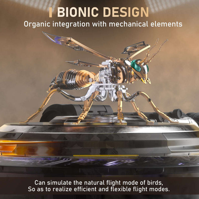 3D Wasp Stainless Steel Insects Puzzle Model Kit DIY Mechanical Animal Toys Gift（RoseGold）