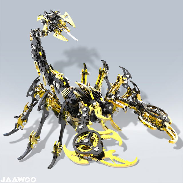 3D Metal Black Gold  Scorpion King Assembly Educational Puzzle DIY Toy